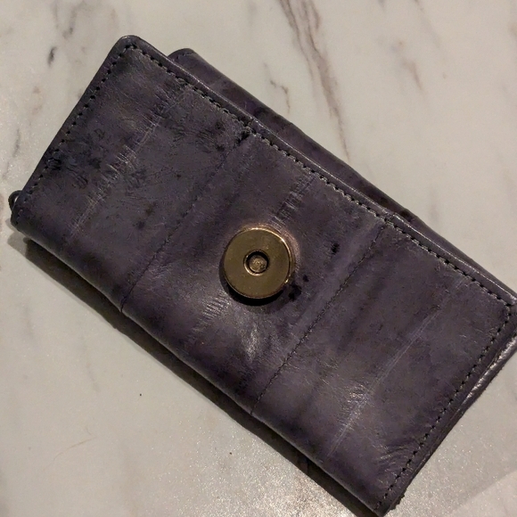 Grey Eel Skin Leather Shoulder Bag - Picture 6 of 6